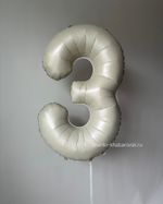 К Шар 32''81 см "Цифра 3" Белый песок Сатин (БГ-60)