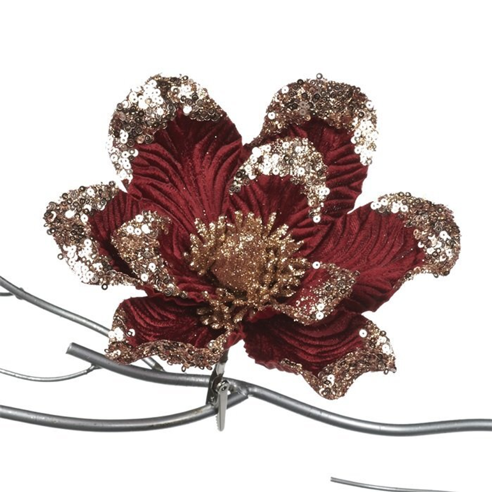Магнолия на клипсе 20см Goodwill Magnolia On Clip бургунди