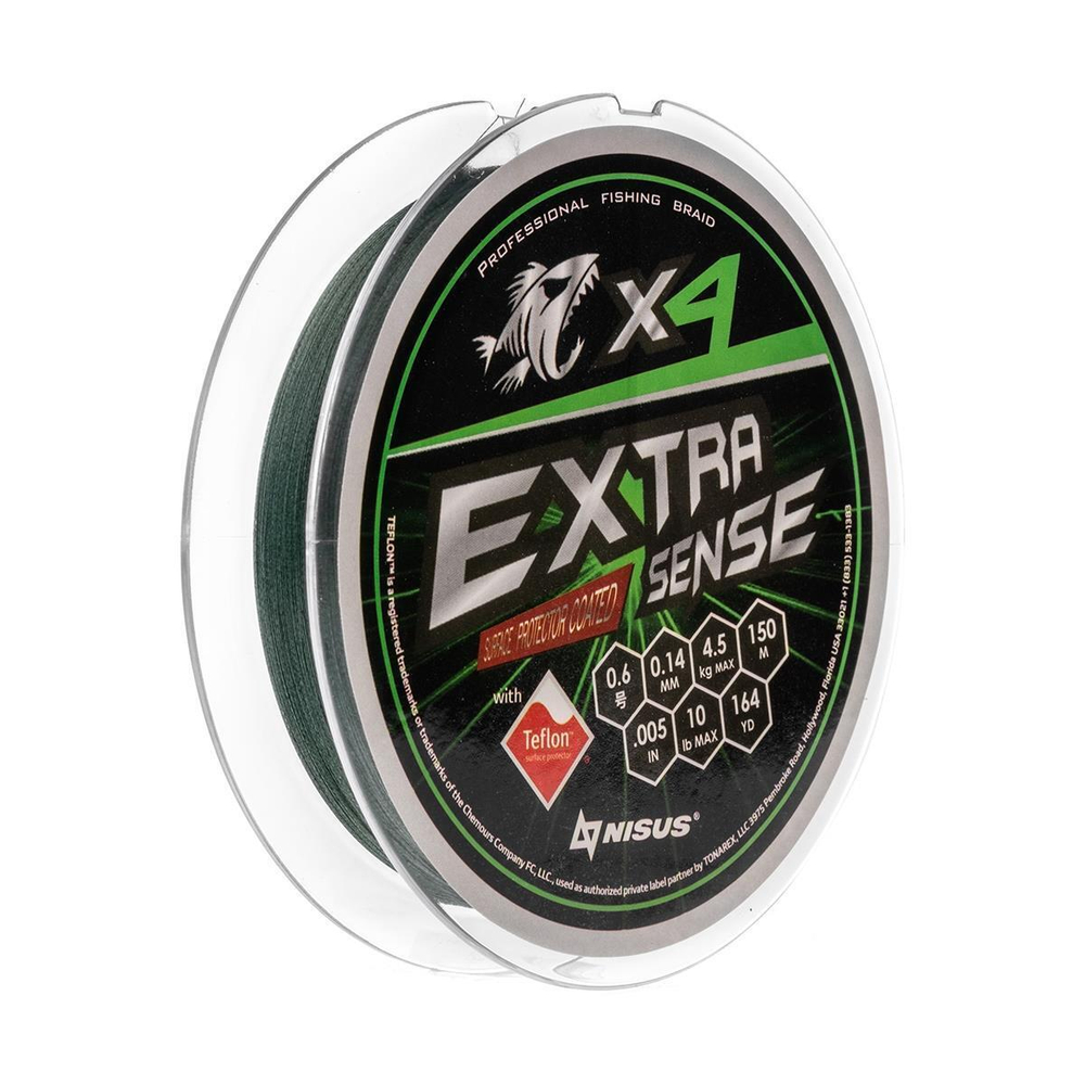 Шнур Extrasense X4 PE Green 150m   0.6/10LB 0.14mm (N-ES-X4-0.6/10LB) NISUS