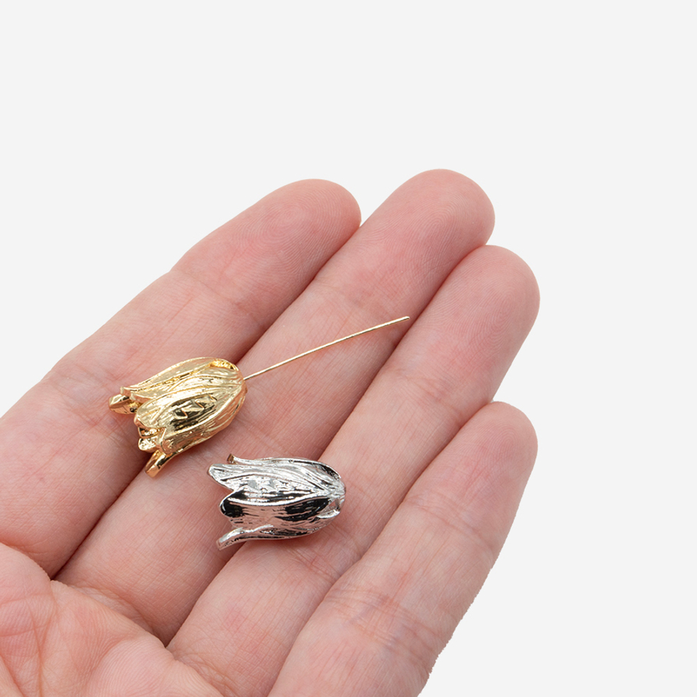 Подвеска с продольным отверстием "Бутон" 16,5*12мм, латунь, родирование