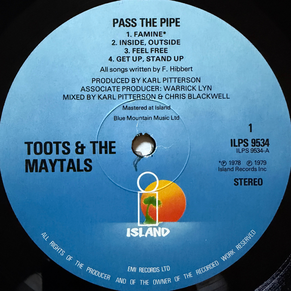 Toots & The Maytals ‎– Pass The Pipe (Англия 1979г.) Т