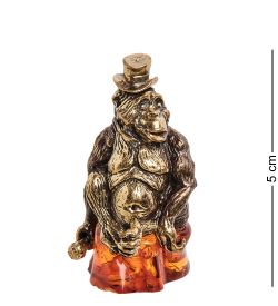 Народные промыслы AM- 740 Фигурка «Горилла» (латунь, янтарь)