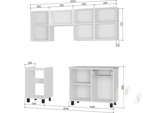 Кухня Сканди 2.0 №2 (белый/бетон пайн светлый)