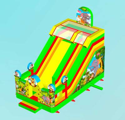 Коммерческий надувной батут "Зверята на горке", 7*4*6 м