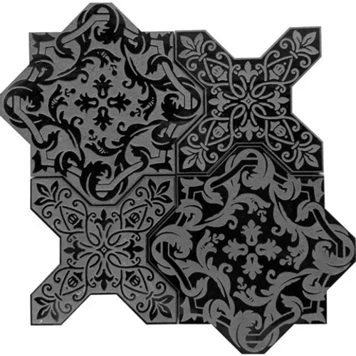 TCPT-14 Эксклюзивная мозаика мрамор Skalini Pantheon черный темный узор цветок