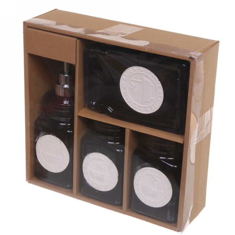 Набор для ванной из 4-х предметов керамический «Кантри» черный