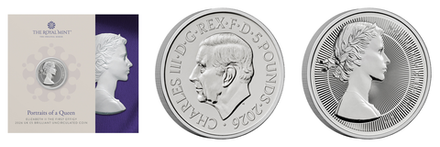 Великобритания 5 фунтов 2026 100-летие Королевы Елизаветы II - первый портрет