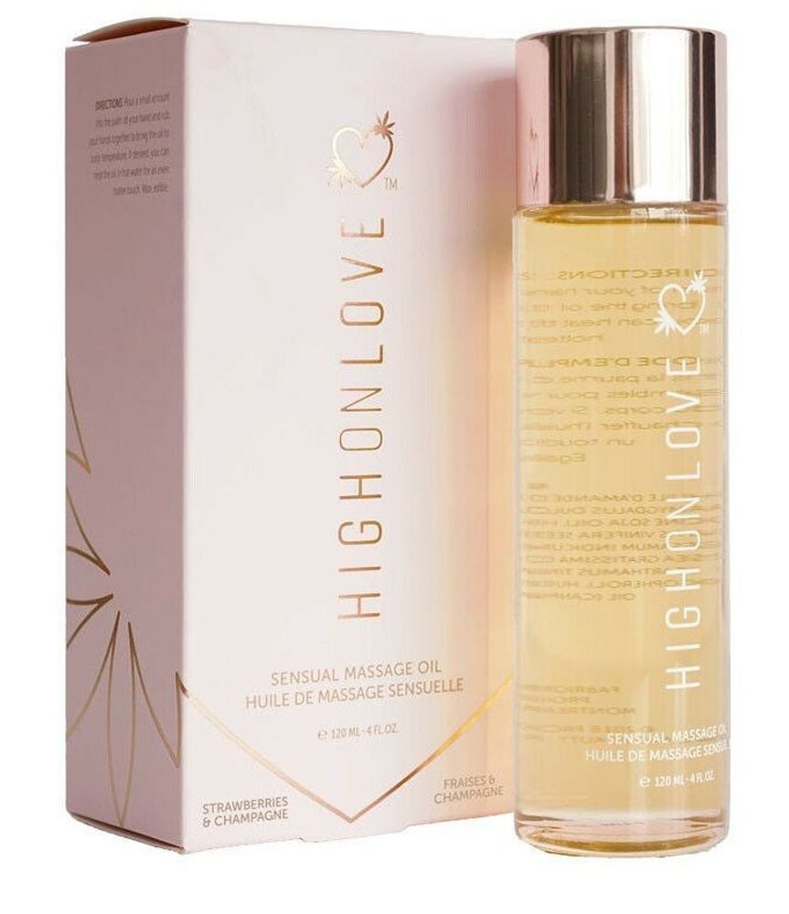 Массажное масло с ароматом клубники и шампанского High On Love Massage Oil Strawberries &amp; Champagne - 120 мл.