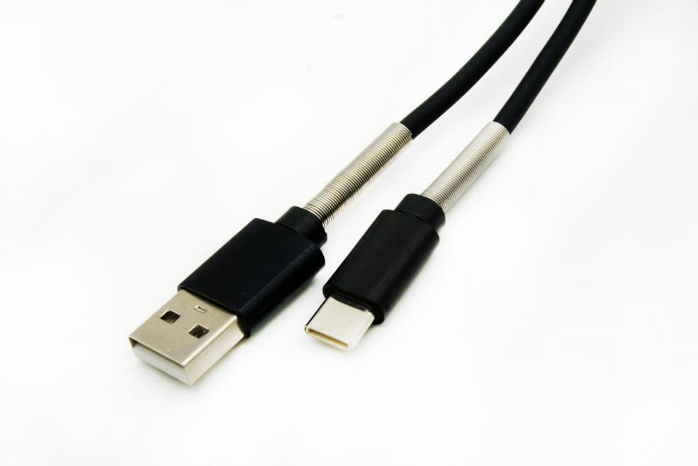 Кабель USB - TypeC Spring (черный) 1м