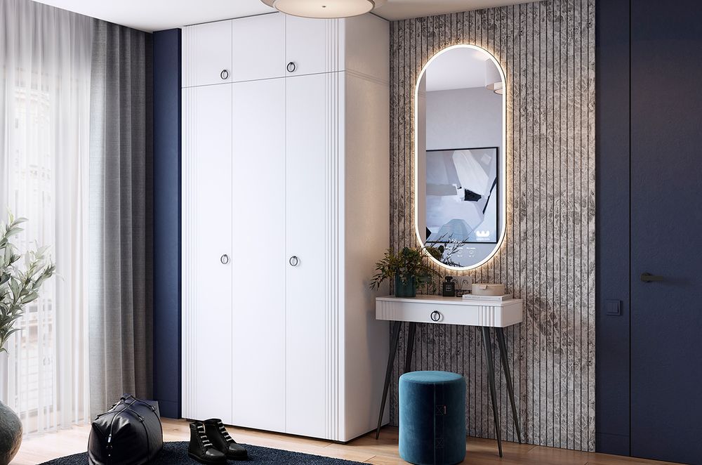 Туалетный столик "Ева" без зеркала 2 (Белое дерево/Белый матовый)