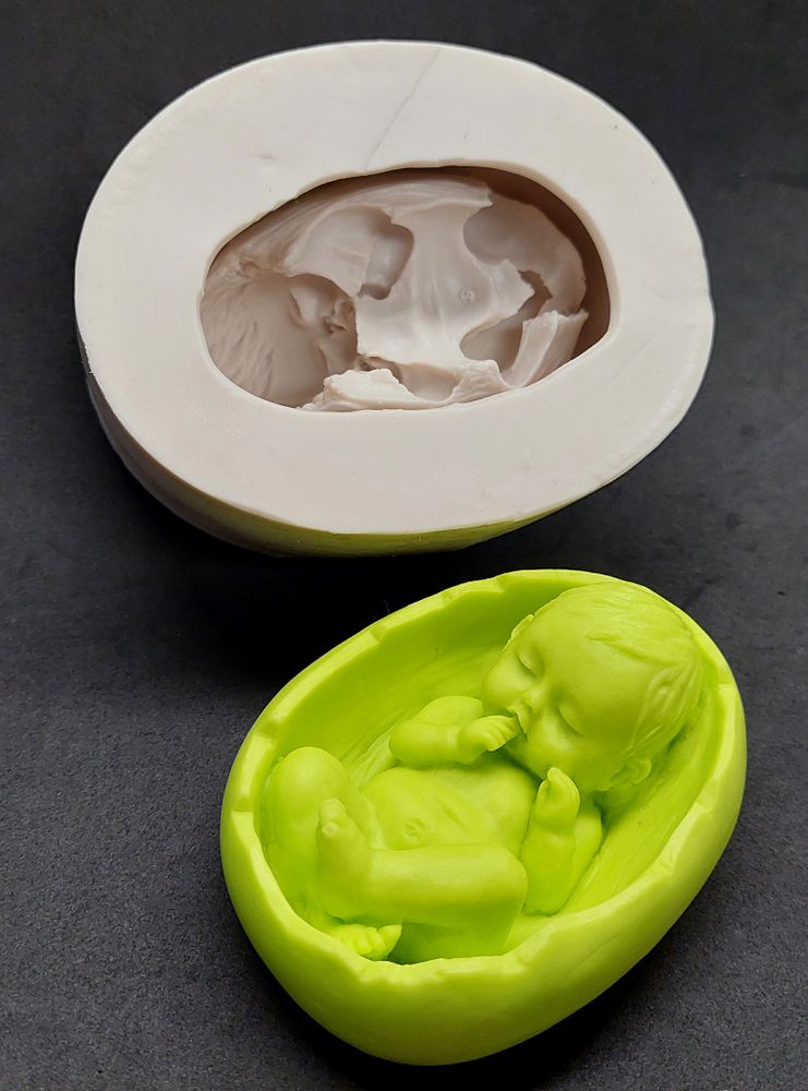 Молд 3Д Младенец в корзине, силикон 10,2*8,4*4,8см (Китай)
