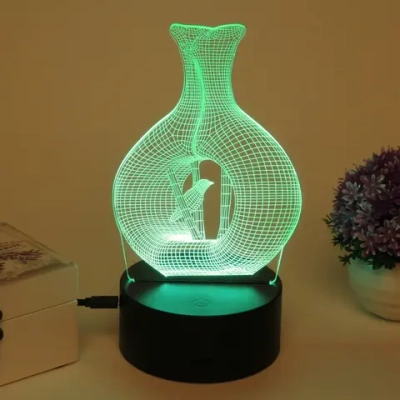 Светильник ночник «3D-Дуновение ветра» на пластиковой подставке, с включателем USB