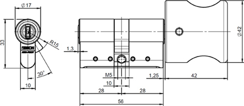 Профильный цилиндр с поворотной ручкой eCLIQ N534,KNF=1