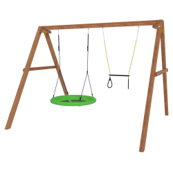 Деревянные качели с трапецией и качелями гнездо Свиби