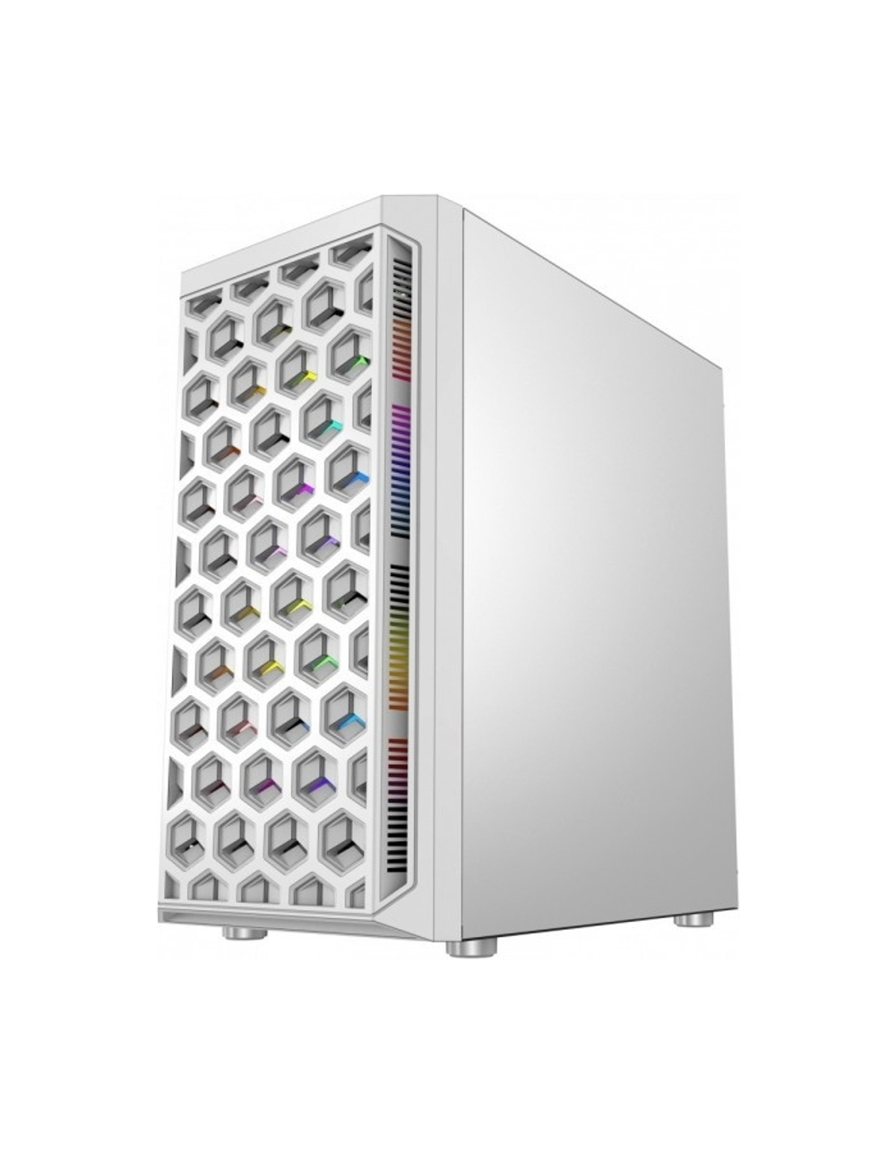 Powercase CMIMTW-L3 Корпус Mistral Micro T3W, Tempered Glass, Mesh, 2x 140mm + 1х 120mm 5-color fan, белый, mATX  (CMIMTW-L3)