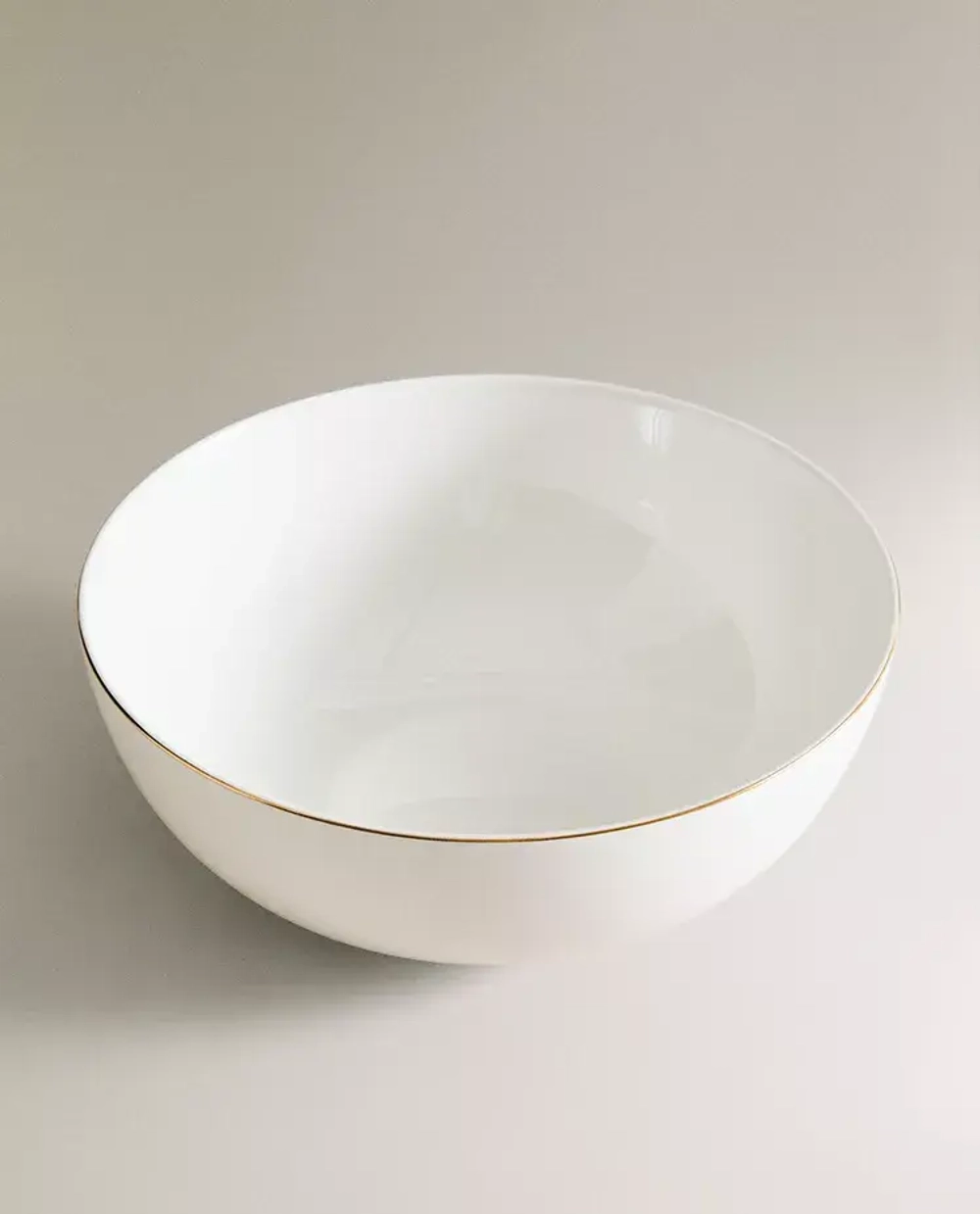 ZARA HOME ФАРФОРОВАЯ САЛАТНИЦА С ЗОЛОТЫМ ОБОДКОМ, ЗОЛОТОЙ