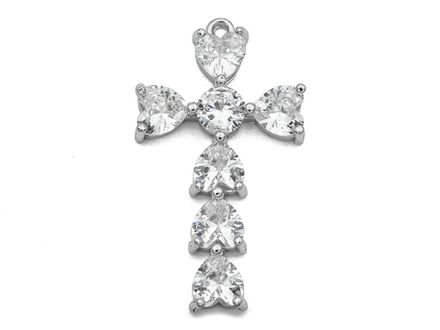 Подвеска Крестик со стразами, 35мм
