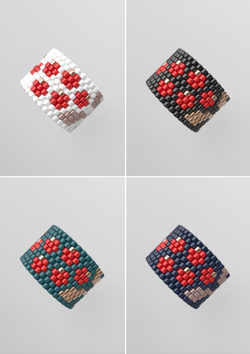 Схема кольца из бисера, узор PEYOTE, мозаичное плетение, четный счет, узор пейот из Miyuki Delica 11/0, файл PDF, RING_409