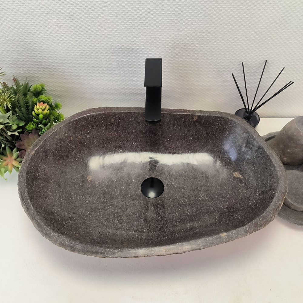 Каменная раковина из речного камня RS-63499 (66*42*16) 0124