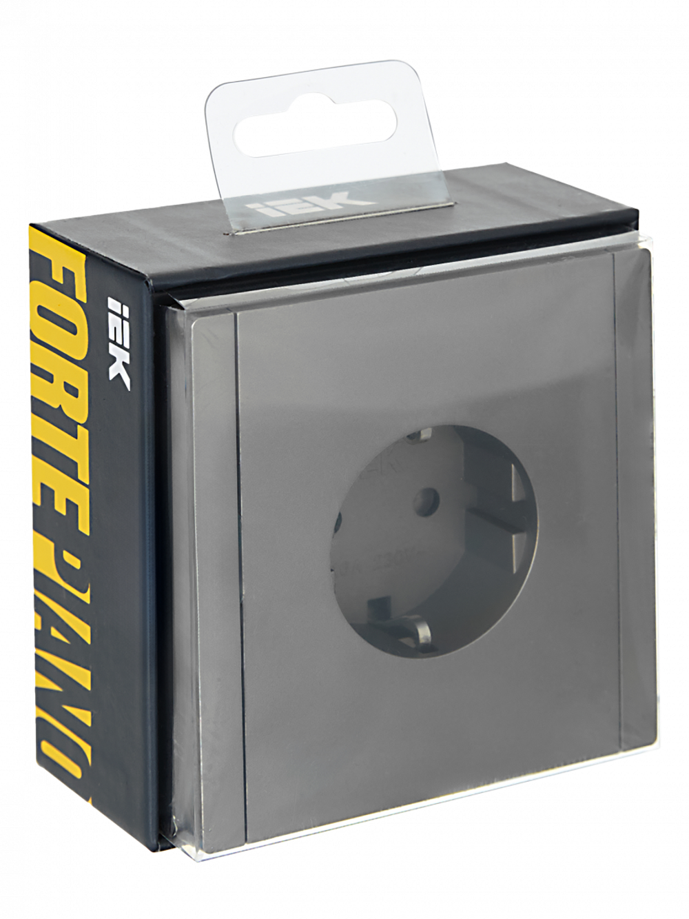 FORTE&PIANO Розетка 1-местная с заземлением с защитными шторками винтовое крепление 16А FP515 сталь IEK