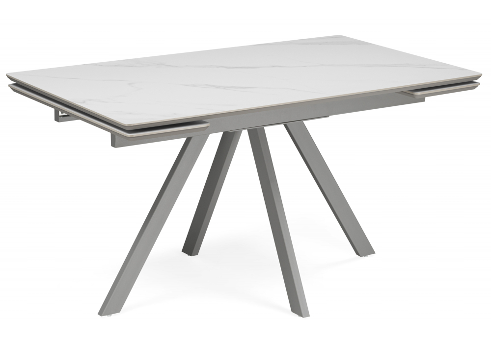 Керамический стол Woodville Вилли 140(200)х80 белый мрамор snow white, серый