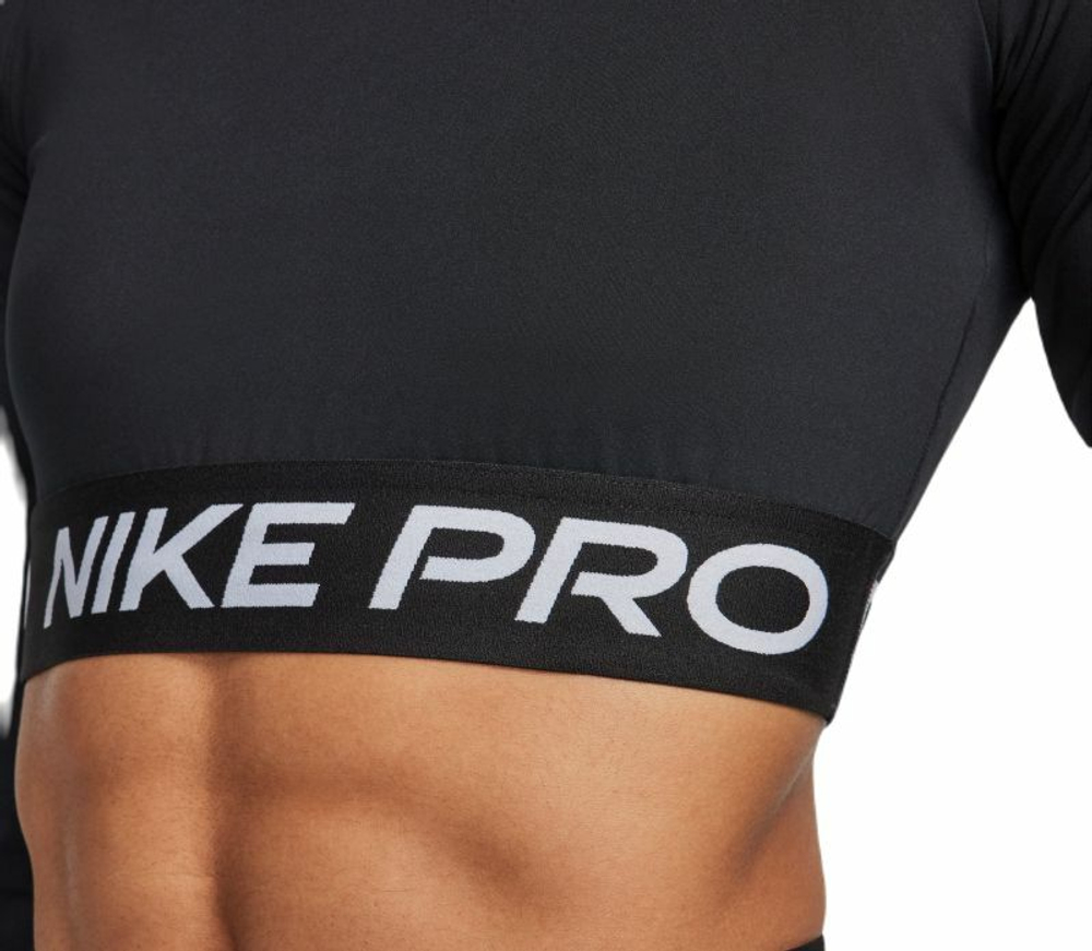 Женская теннисная футболка (dł. Рукава) Nike Pro 365 Dri-Fit Cropped Long-Sleeve Top - black/white
