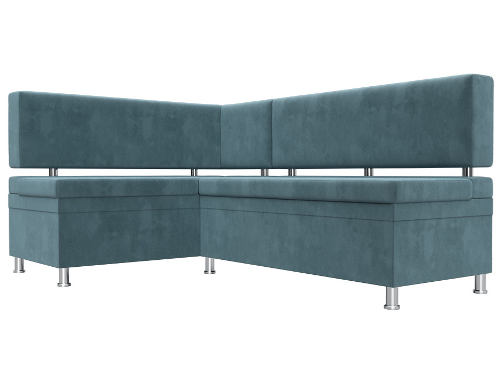 Диван кухонный угловой Стайл левый угол, Бирюзовый, Велюр, 111656L