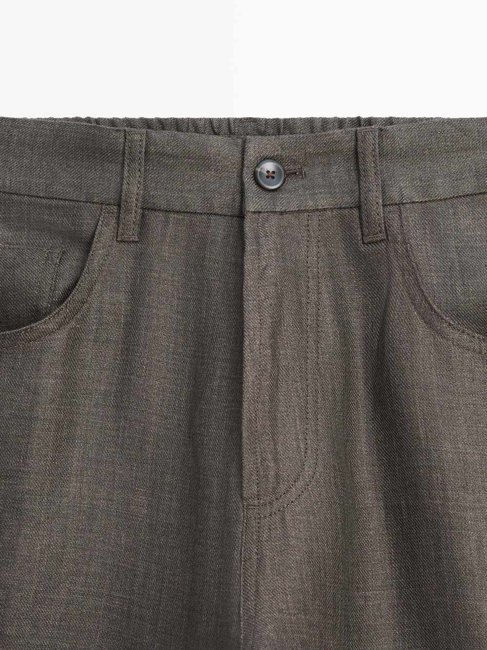 Massimo Dutti Льняные брюки-джоггеры, серо-зеленый