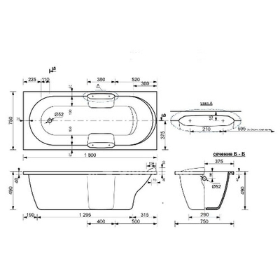 Эстет Камелия Ванна гидро-аэромассажная 180х75 матовая