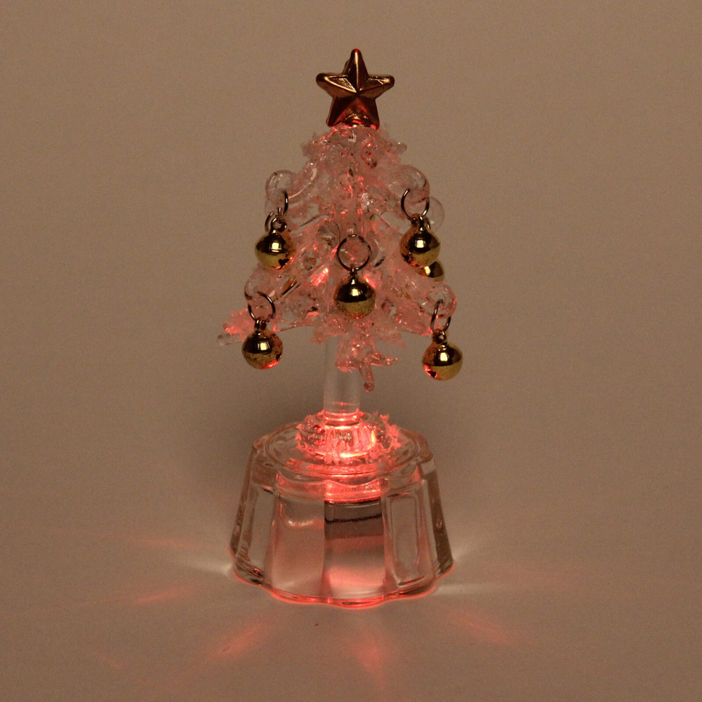 Сувенир с подсветкой «Морозная ёлочка» 7,5*2 см , золото