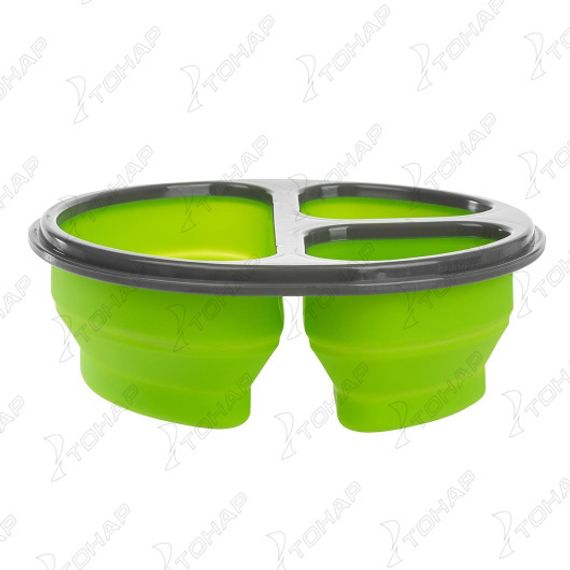 Контейнер силиконовый складной 3 отсека с ловилкой (PR-FH042) PR