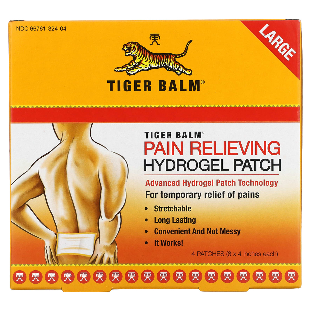 Tiger Balm, Обезболивающий гидрогелевый патч, большой, 4 патча