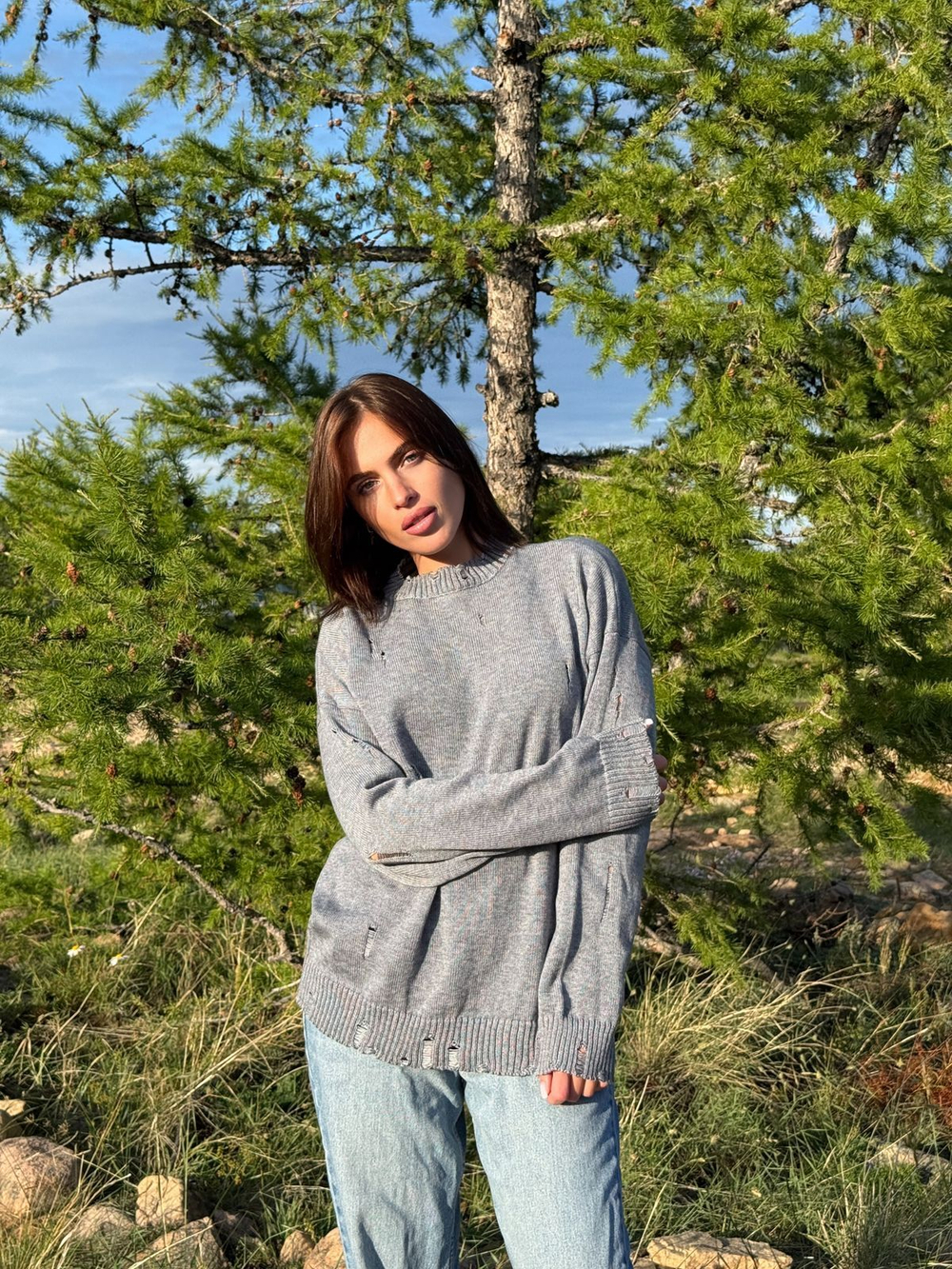 Джемпер с рваными элементами MALETTA