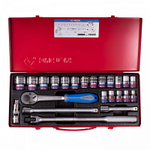 KING TONY (4531MR) Набор торцевых головок с принадлежностями 1/2", 6-гранные, 10-32 мм, 23 предмета