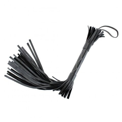 Чёрная многохвостая плетка с простроченными ромбами - 45 см. (Цвет: черный)