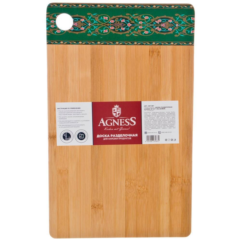 ДОСКА РАЗДЕЛОЧНАЯ AGNESS "СУРА" 36X22X1.0CM