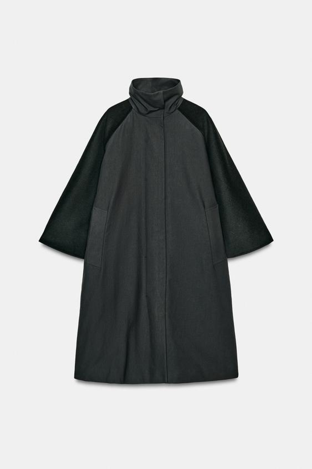 ZARA ПАЛЬТО ИЗ СМЕСОВОЙ ШЕРСТИ — ZW COLLECTION LIMITED EDITION, МОРСКОЙ ТЕМНО-СИНИЙ