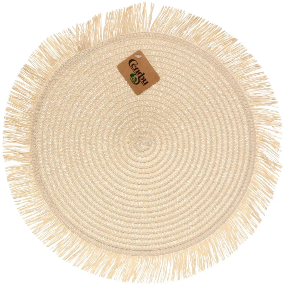 Салфетка на стол 38см плетеная «Бохо» бежевый