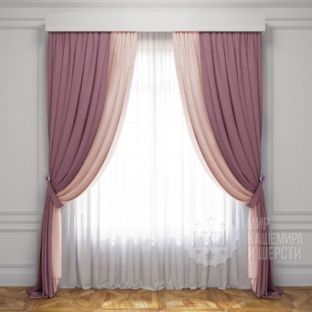 Готовые шторы: ЛАТУР (арт. BL01-222-11) - 300х270, (170х270)х2 см. - (Возможна высота 250 см.) - розовый-св.розовый