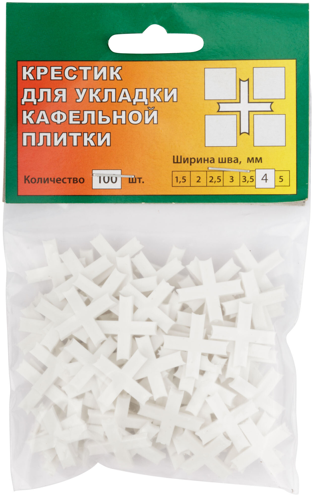 Крестики для кафеля 4 мм, 100 шт. 16740