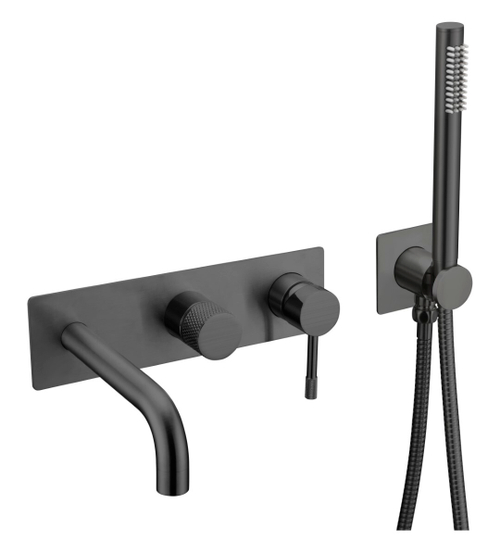 Boheme Смеситель встроенный + ручной душ + излив Uno Black
