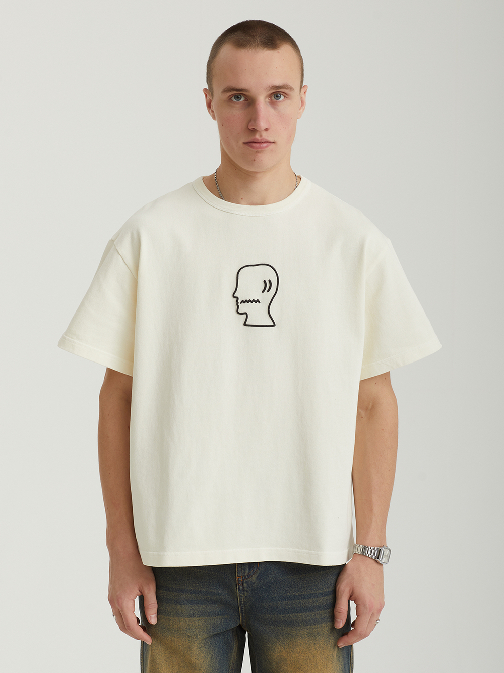 Мужская Футболка Heavyweight 3d Embroidery Logohead