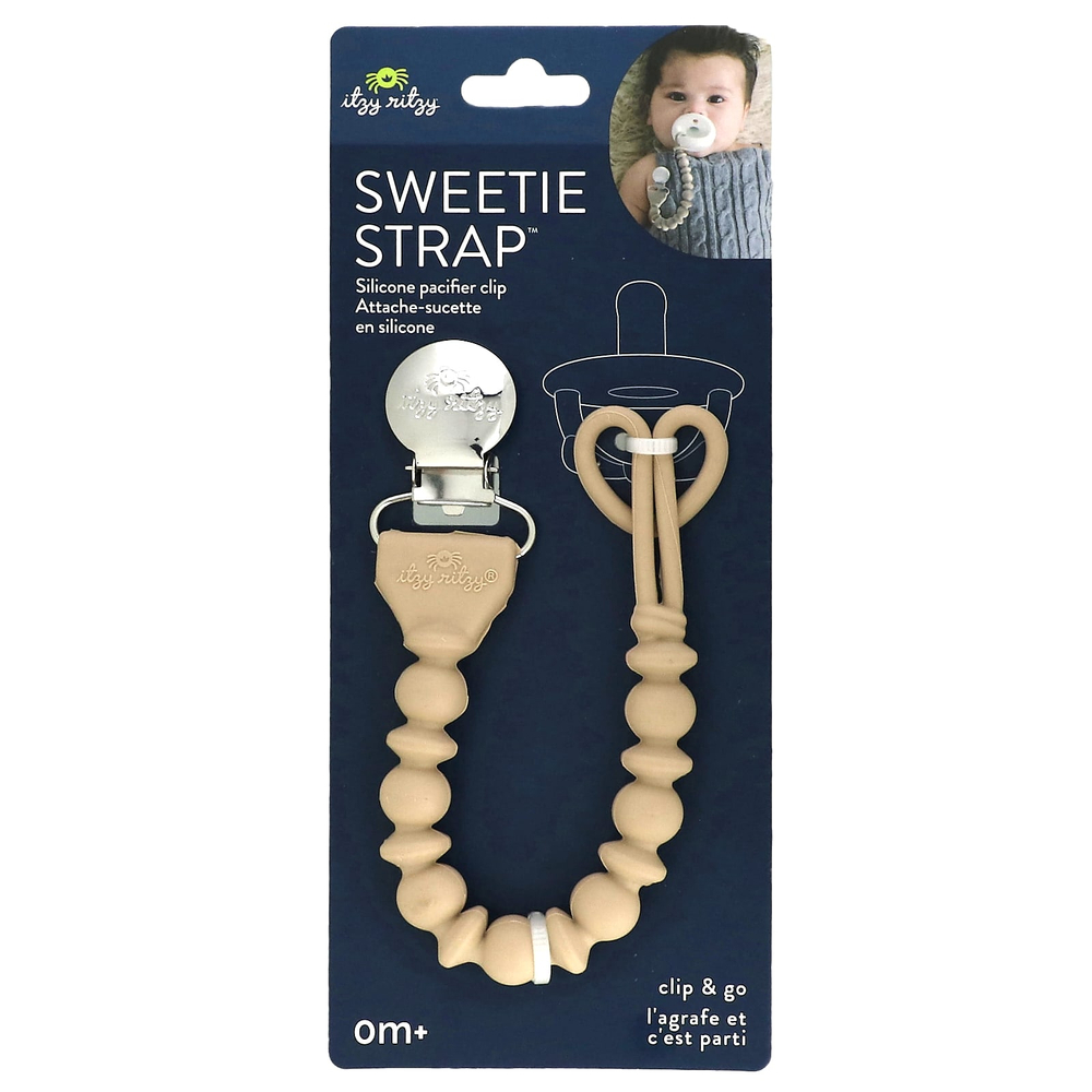 itzy ritzy, Sweetie Strap™, силиконовый захват для соски, от 0 месяцев, тост, 1 шт.