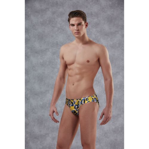 Мужские трусы слипы желтые с разноцветным принтом Doreanse 1407