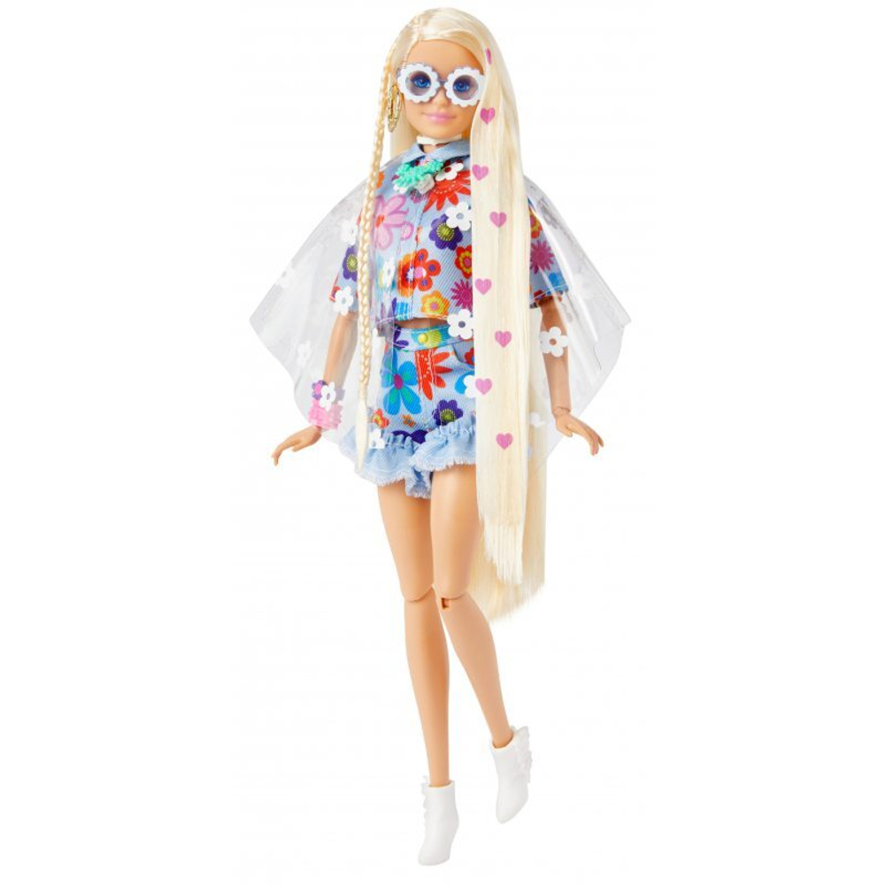Barbie Extra - модная кукла и домашнее животное + аксессуары № 12 Цветочный набор Светлые волосы HDJ45