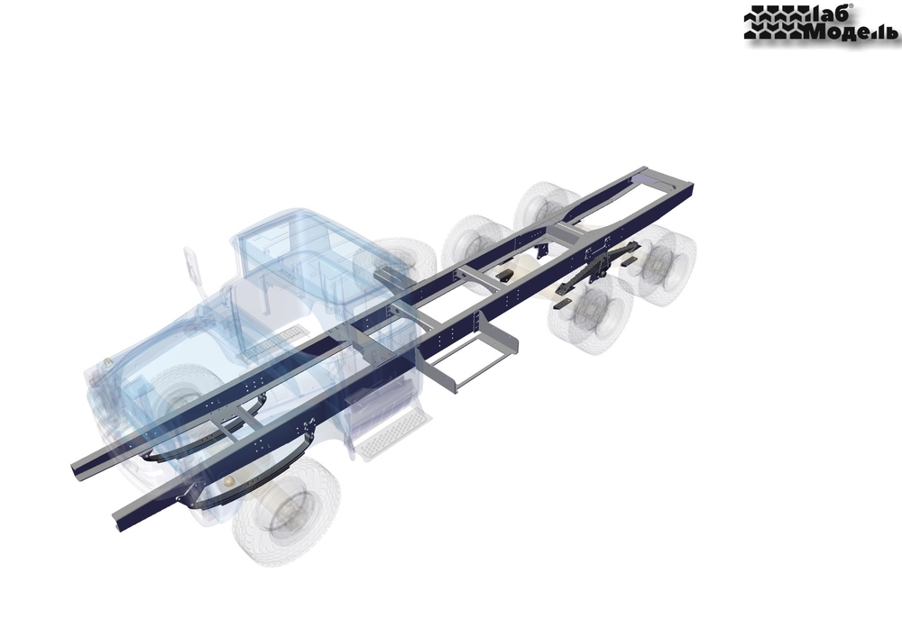 Стальная рама для грузовика ЗИЛ-133ГЯ с колесной формулой 6х4, 6х6 в масштабе 1:10