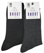 Носки мужские ПИЛОТ без эластана, рубчик, цвет чёрный, р. 29