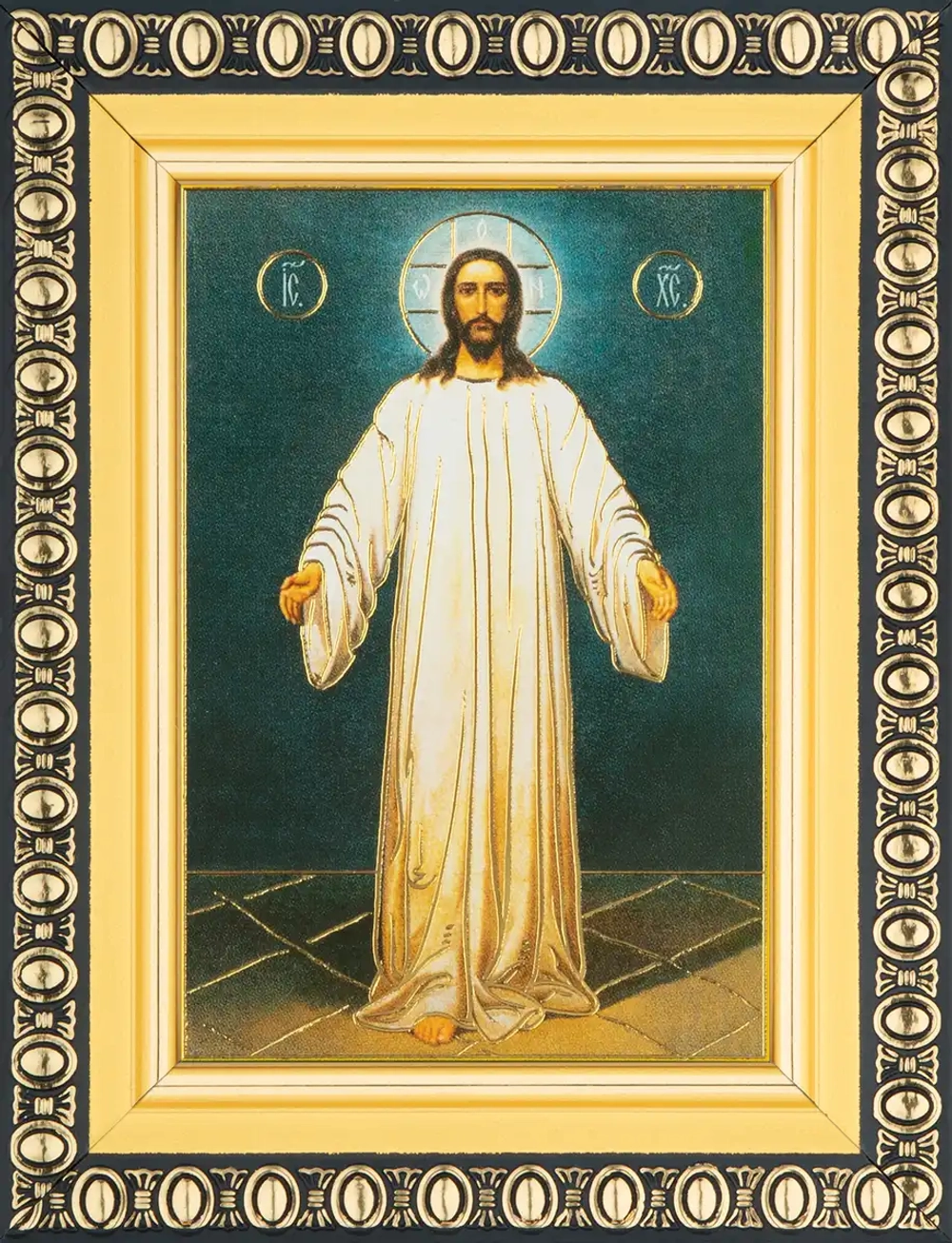 Икона "Спас в белом хитоне" 6х9 в раме 8х11