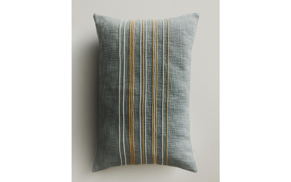 Zara Home наволочка декоративная из хлопка, бирюзовый, в полоску, 40x60 см