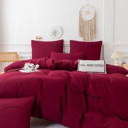 Комплект постельного белья Однотонный Сатин «Красная страсть»